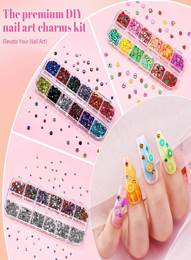 Umillars 9 Boxes Nail Art Rhinestones Kit with 30 Sheets Nail Art Stickers, Gold Nail Studs Nail Sequins Flatback Pearls Rhinestones for Crafts, Small Fruit Nail Charms Tiny Gems for Nails DIY Decorations - Image 4
